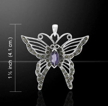 Butterfly Gemstone Marcasite Pendant TPD4770 - Jewelry